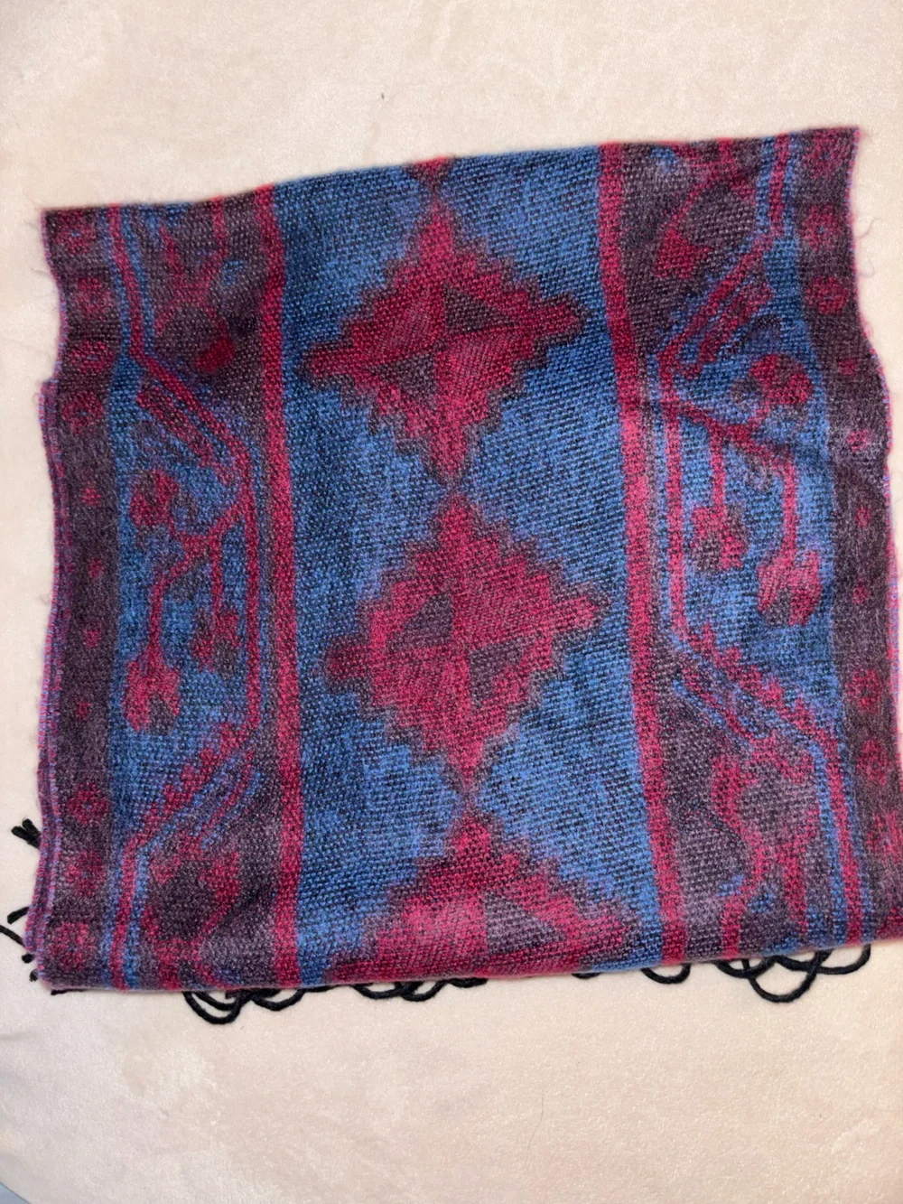 Vintage Christian Dior Reversible Cashluxe®️ Scarf in Blue and Burgundy